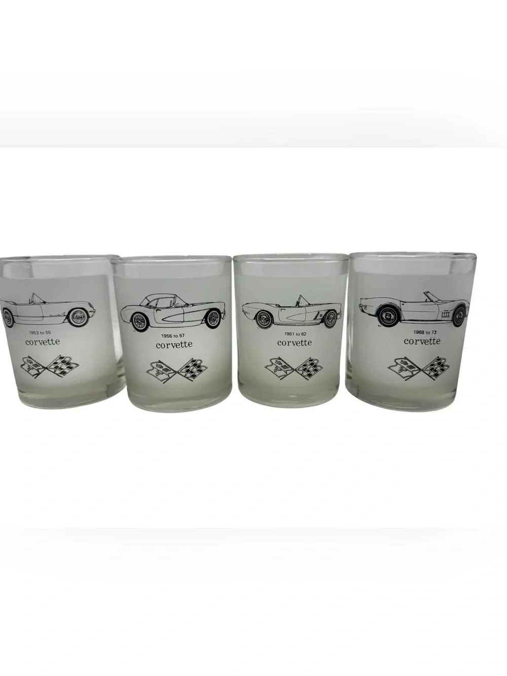 Vintage Corvette  Car Glass Tumblers – Clear Set of 7